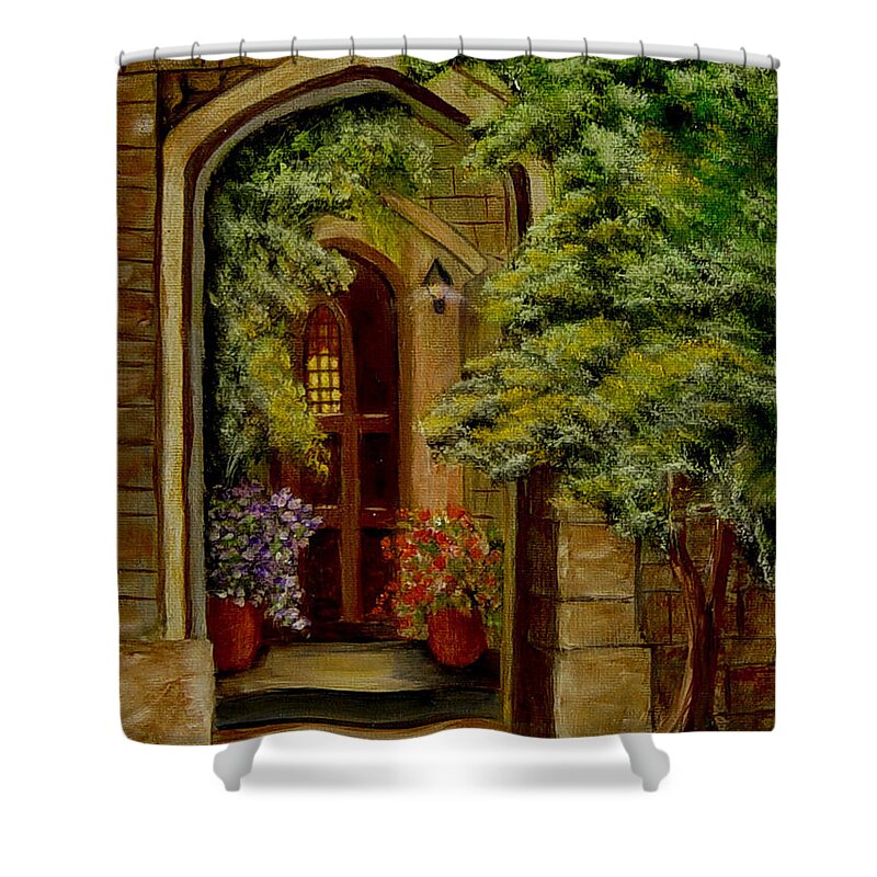 Door Shower Curtain featuring the painting Knight's Door by Quwatha Valentine