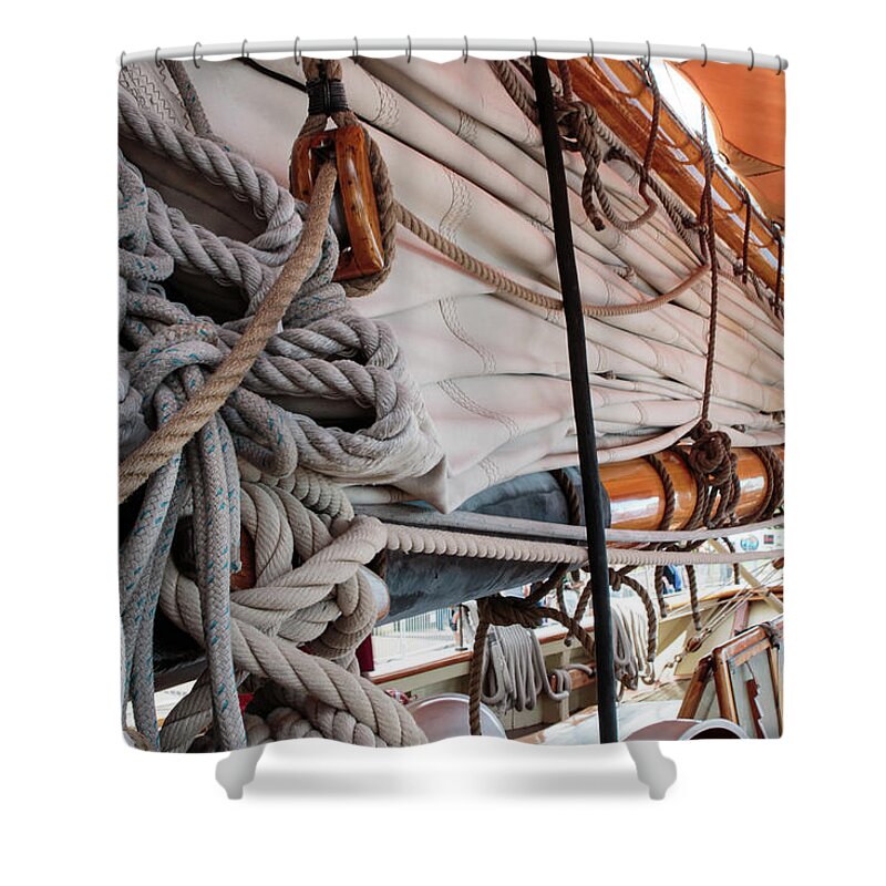 Sails Shower Curtain featuring the photograph Knot A Problem by Mike Hainstock