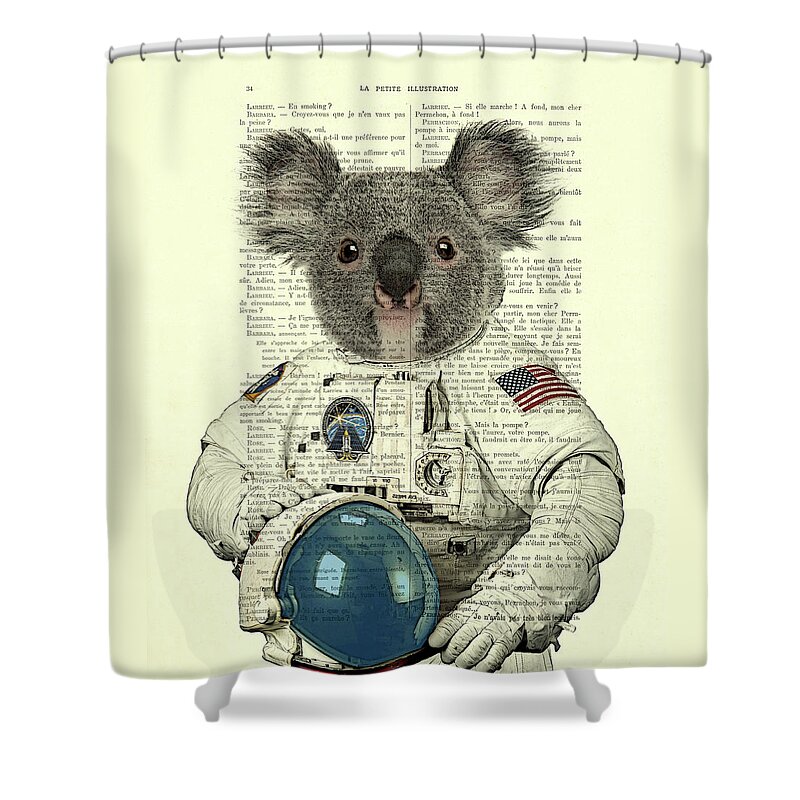Astronaut Shower Curtain featuring the digital art Koala in space illustration by Madame Memento