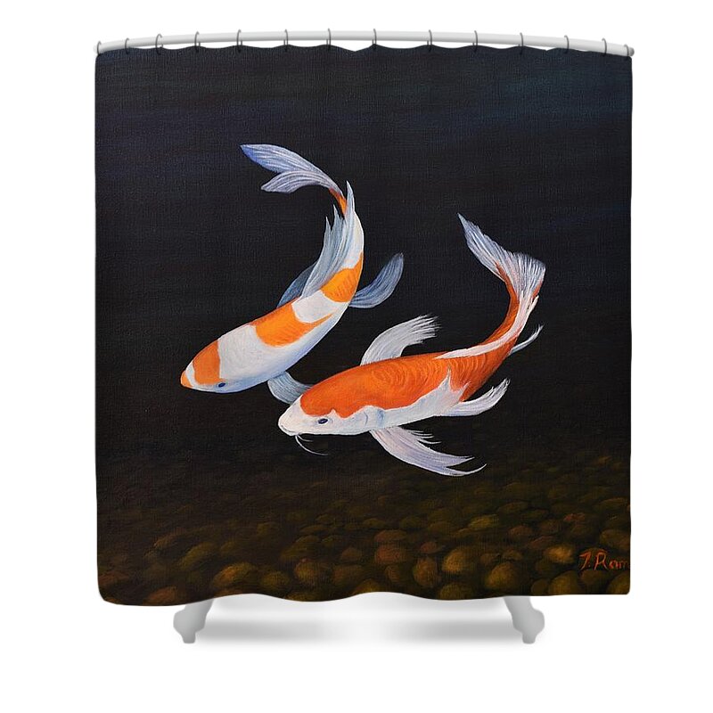 Koi Shower Curtain featuring the painting Koi Love by Torrence Ramsundar