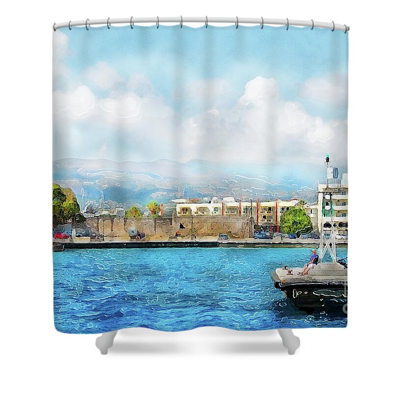 Kos Shower Curtain featuring the painting Kos Greece by Justyna Jaszke JBJart