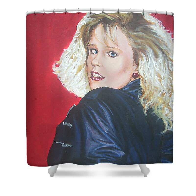 Blonde Shower Curtain featuring the painting Kristi Sommers by Bryan Bustard