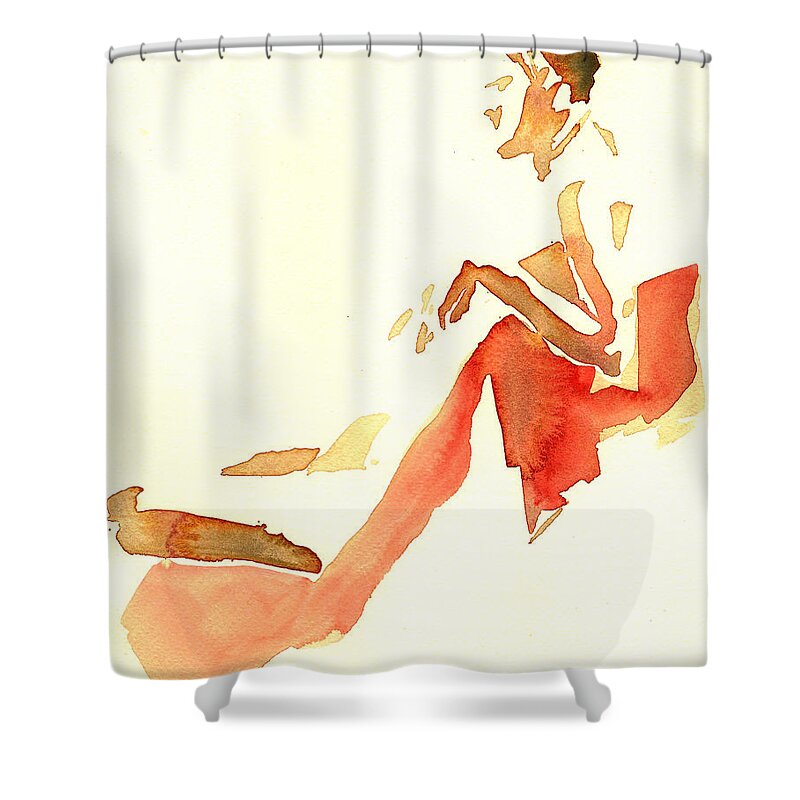 Figure Painting Shower Curtain featuring the painting Kroki 2015 03 28_29 Maalarhelg 4 Akvarell Watercolor Figure Drawing by Marica Ohlsson