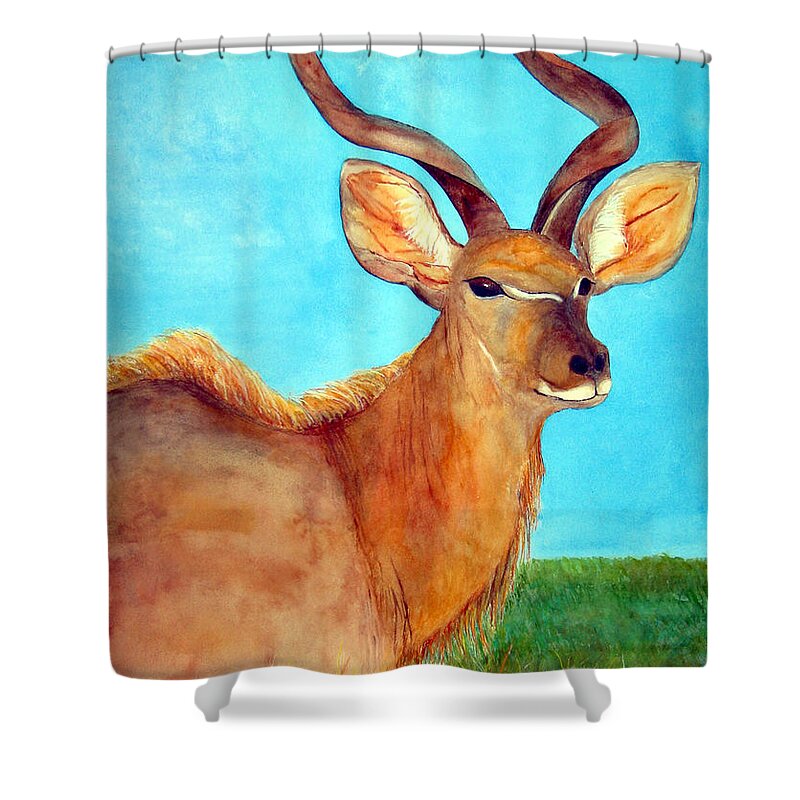 Kudu Shower Curtain featuring the painting Kudu by Patricia Beebe