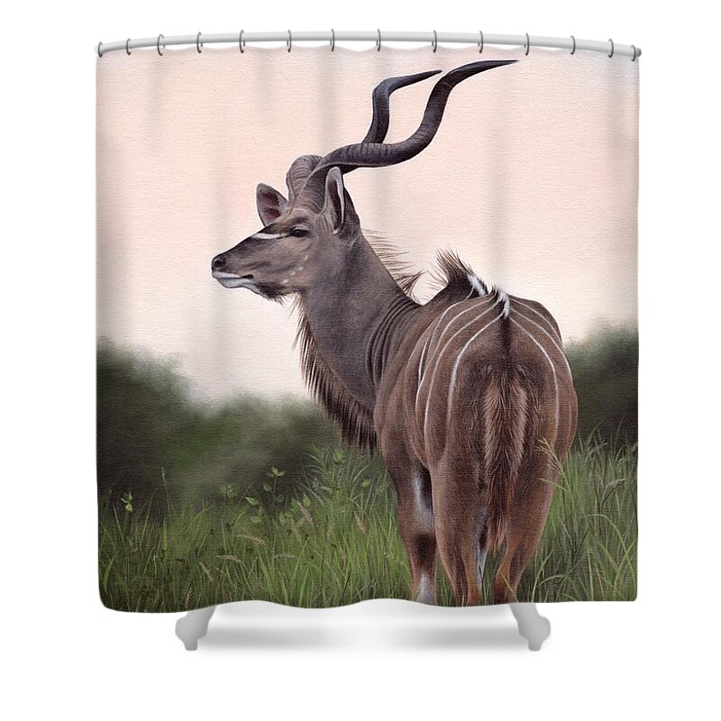 Kudu Shower Curtain featuring the painting Kudu by Rachel Stribbling