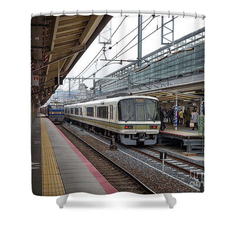 Escalator Shower Curtain featuring the photograph Kyoto to Osaka Train Station, Japan by Perry Rodriguez