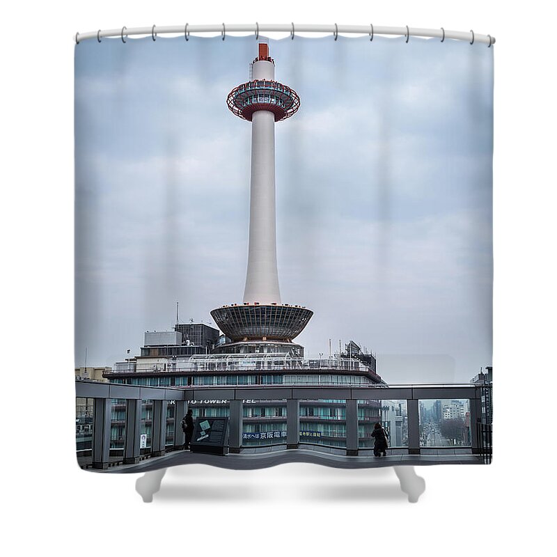  Street Shower Curtain featuring the photograph Kyoto Tower, Japan by Perry Rodriguez