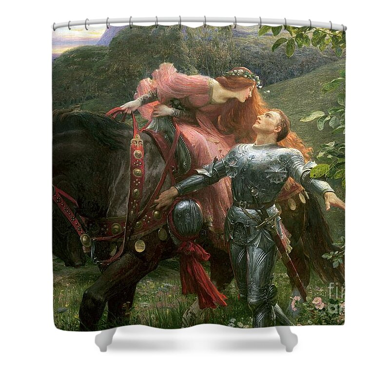 Belle Shower Curtain featuring the painting La Belle Dame Sans Merci by Sir Frank Dicksee