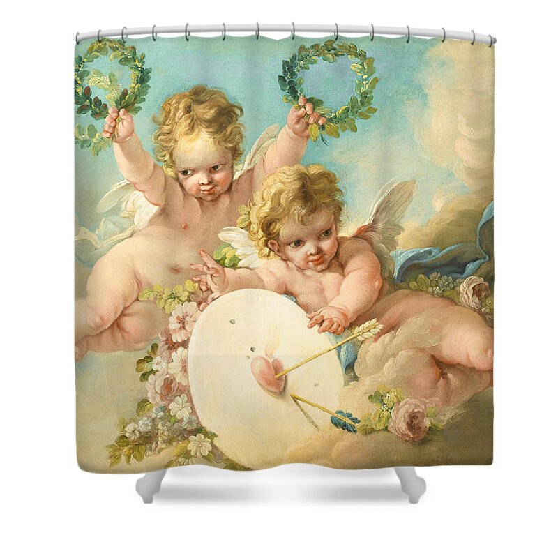 Francois Boucher Shower Curtain featuring the painting La Cible d'Amour by Francois Boucher