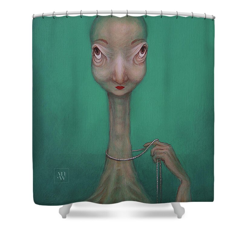 Acrylic Painting Shower Curtain featuring the painting La Coquette by Yvonne Wright