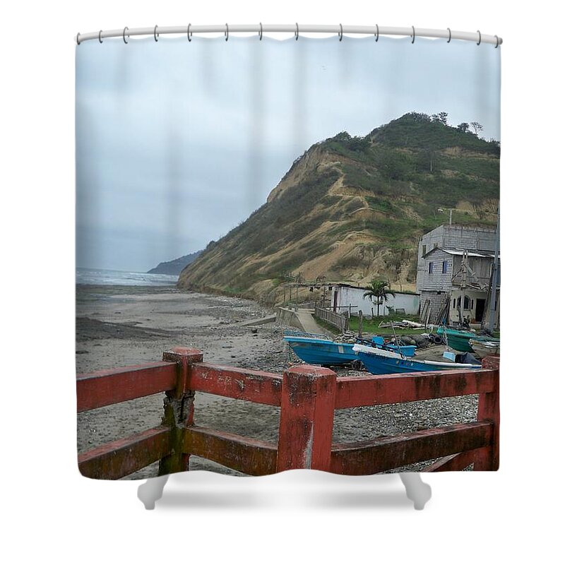 La Entrada Shower Curtain featuring the photograph La Entrada Beach by Nancy Graham