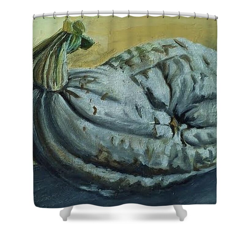 Hubbard Squash Shower Curtain featuring the painting La Hubbard a Martine by Therese Legere