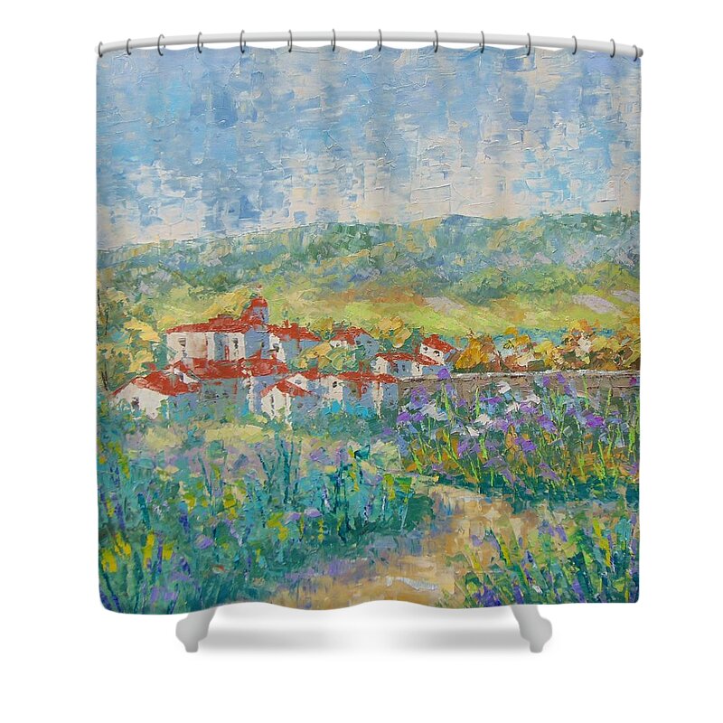 Provence Shower Curtain featuring the painting La Laviniere Provence by Frederic Payet