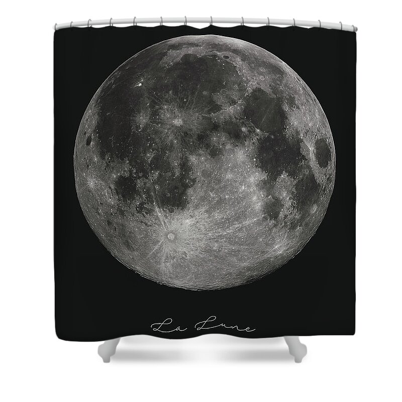 La Lune Shower Curtain featuring the mixed media La Lune, The Moon by Studio Grafiikka