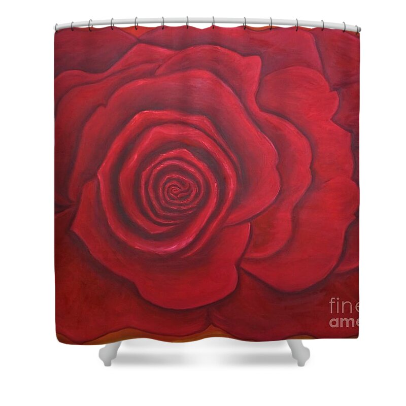 Abstract Shower Curtain featuring the painting La Mother Rose by Catalina Walker