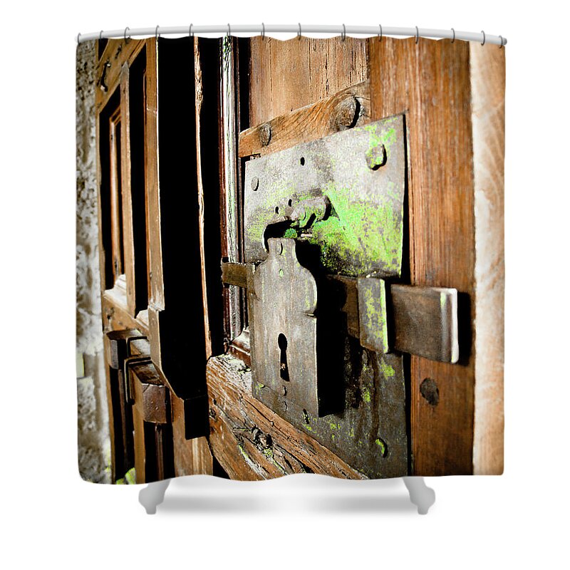 Architecture Shower Curtain featuring the photograph La Porta Chiusa by Steven Myers