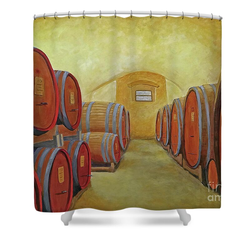 Winery Shower Curtain featuring the painting La Reserve de Montagliari by Phyllis Howard