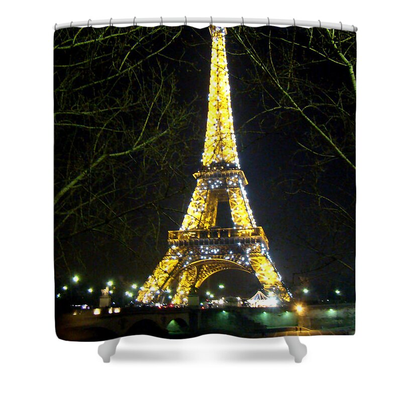 Tour Eiffel Shower Curtain featuring the photograph La Tour Eiffel En Nuit by Al Bourassa