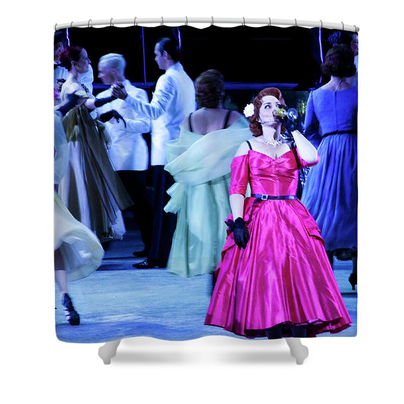 La Traviata Shower Curtain featuring the photograph La Traviata - Party On Stage by Miroslava Jurcik