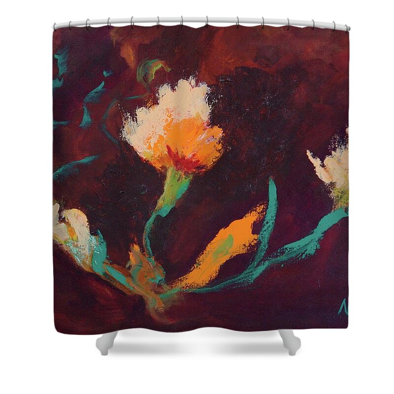 Fantasy Shower Curtain featuring the painting Les Trois by Nataya Crow