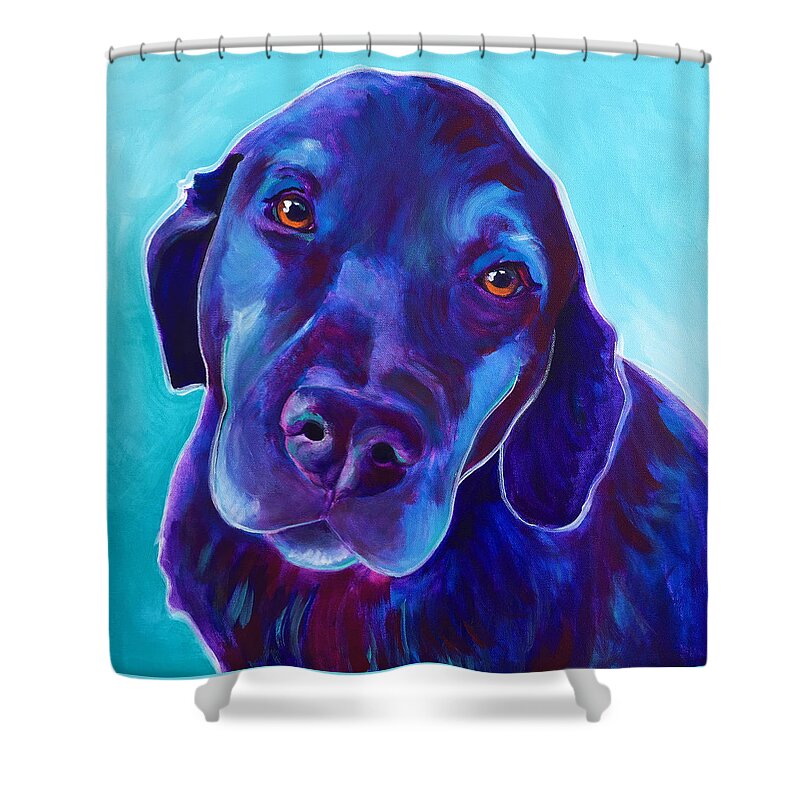 Dog Shower Curtain featuring the painting Lab - Gus by Dawg Painter