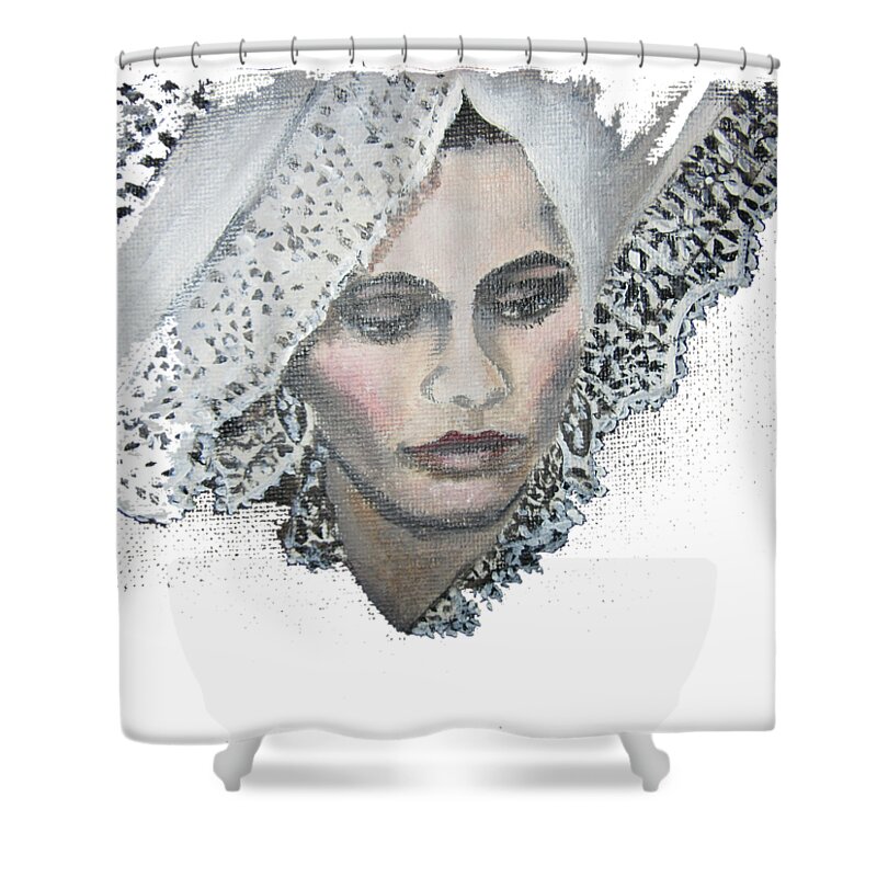 Lace Shower Curtain featuring the painting Lace transparent by Vesna Martinjak