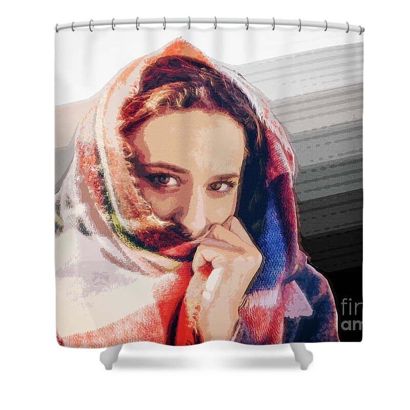 Graphic Design Shower Curtain featuring the digital art Lady And The Sun by Phil Perkins