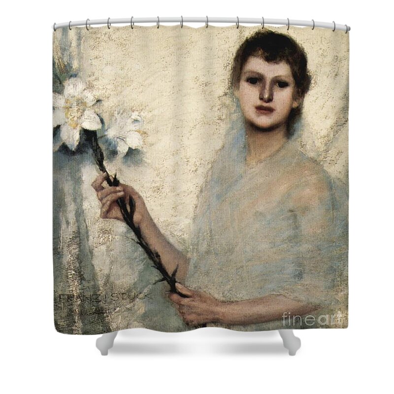 Franz Von Stuck Shower Curtain featuring the painting Lady by MotionAge Designs