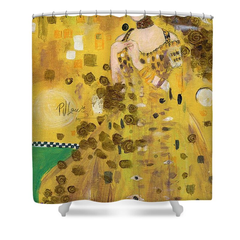 Gustav Klimt Shower Curtain featuring the painting Lady in Gold by PJ Lewis