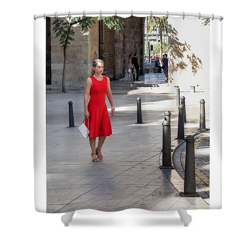Europe Shower Curtain featuring the photograph Lady In Red. Valencia, Spain

#fuji by Marcelo Valente