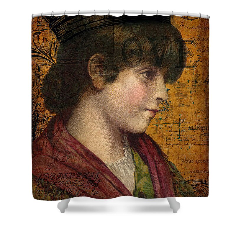 Lady Of Letters Shower Curtain featuring the painting Lady Of Letters by Bellesouth Studio