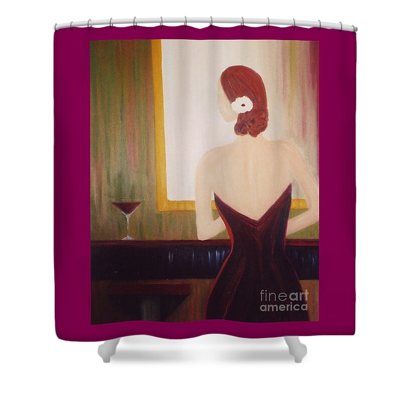 Martini Shower Curtain featuring the painting Lady Sadie by Artist Linda Marie