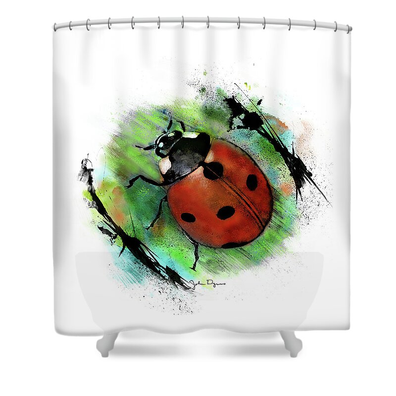 Insect Shower Curtain featuring the drawing Ladybug Drawing by John Dyess