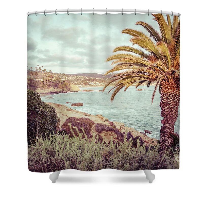 America Shower Curtain featuring the photograph Laguna Beach California Retro Photo by Paul Velgos