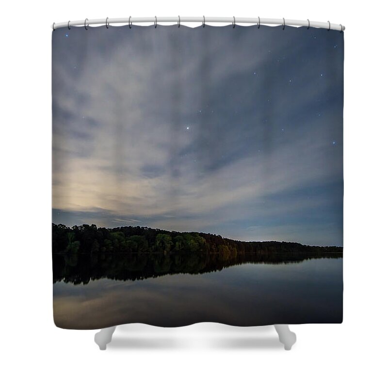 Night Sky Shower Curtain featuring the photograph Lake At Night by Todd Aaron