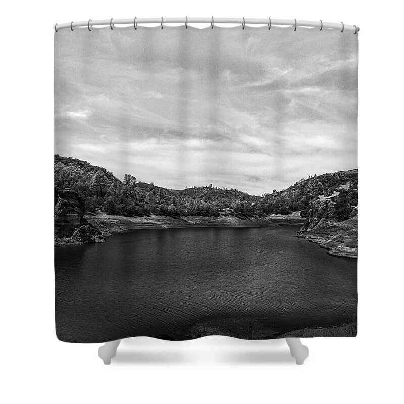 Bridge Shower Curtain featuring the photograph Lake Berressa B/W by Bruce Bottomley