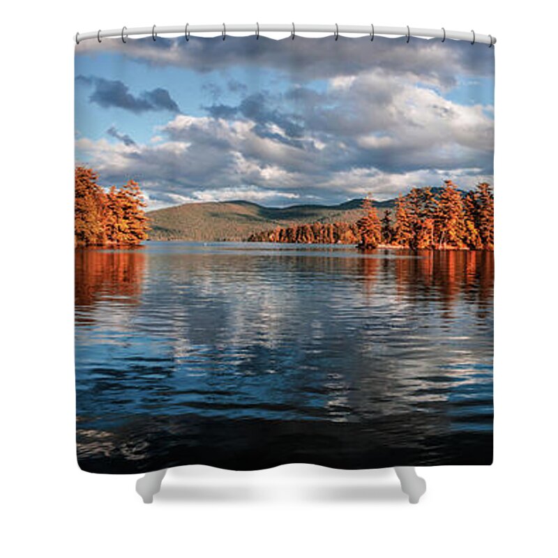 Autumn Shower Curtain featuring the photograph Lake George Panorama by Thomas Marchessault