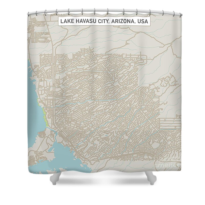 Lake Havasu City Shower Curtain featuring the digital art Lake Havasu City Arizona US City Street Map by Frank Ramspott