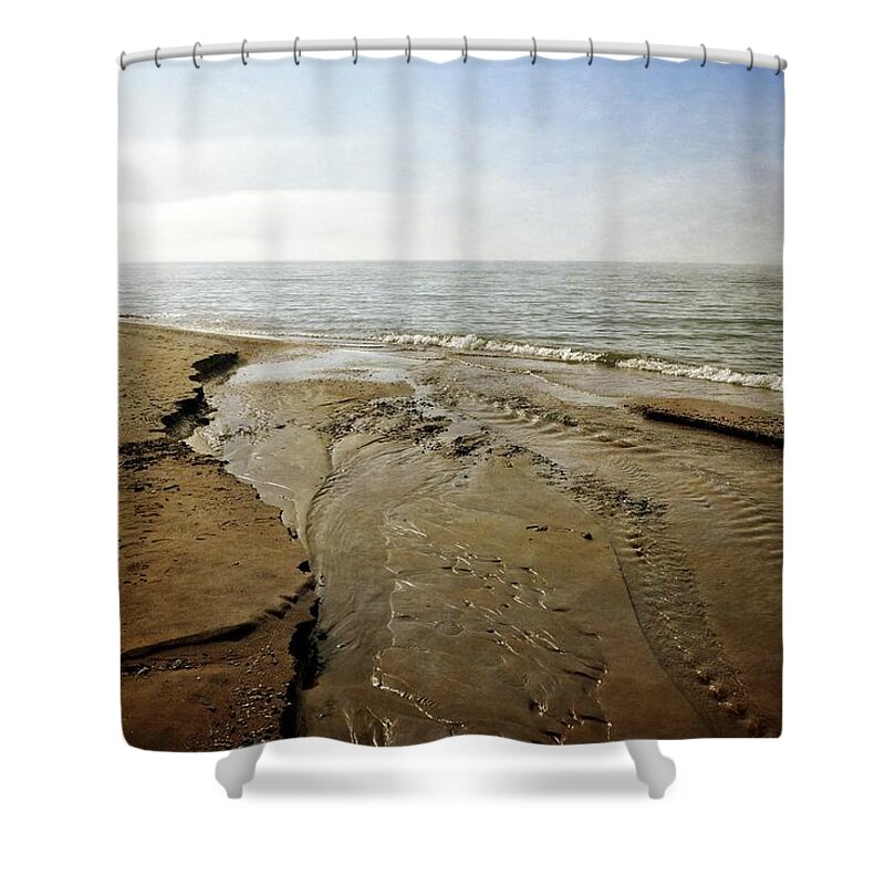 Beaches Shower Curtain featuring the photograph Lake Michigan and Pier Cove Creek 2.0 by Michelle Calkins