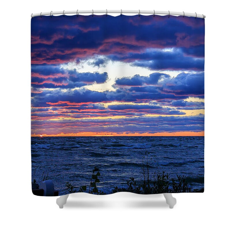 Door County Shower Curtain featuring the photograph Lake Michigan Windy Sunrise by Joni Eskridge