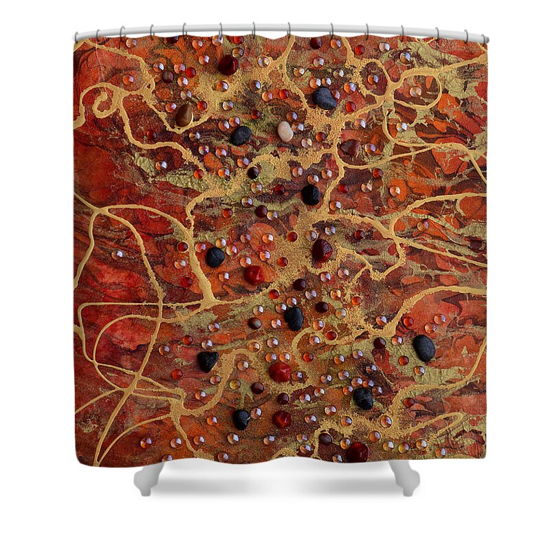 Lake Shower Curtain featuring the painting Lake Of Fire by Donna Blackhall