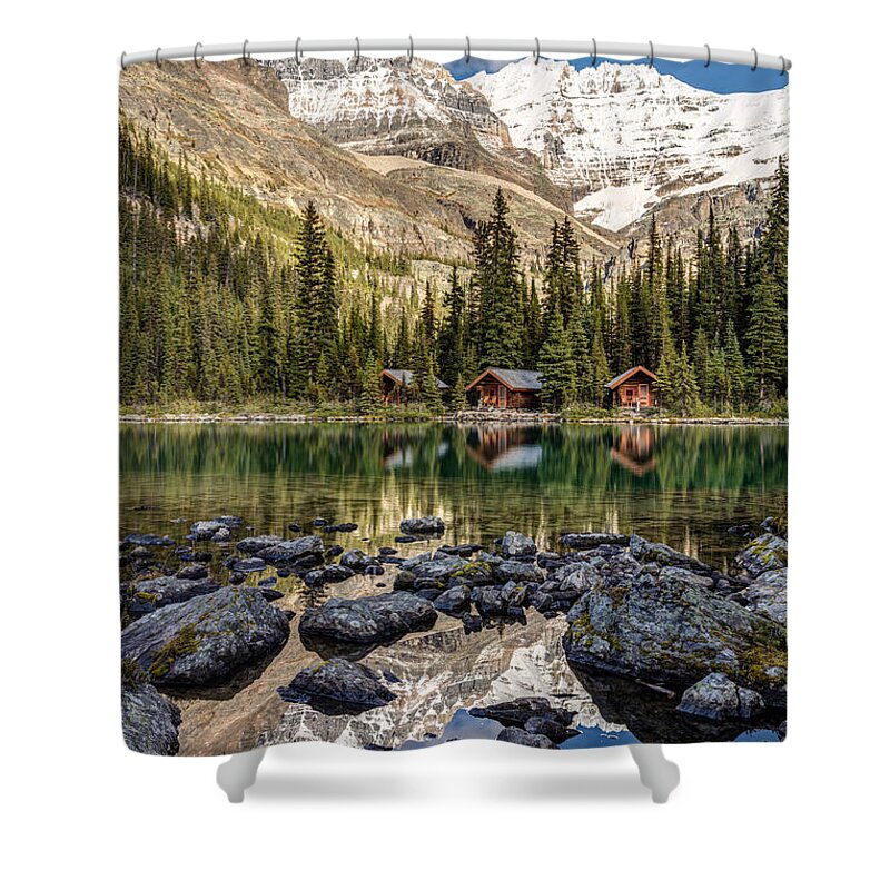 Lake O'hara Shower Curtain featuring the photograph Lake O'Hara Lodge by Pierre Leclerc Photography