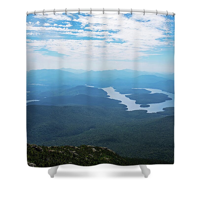 Placid Shower Curtain featuring the photograph Lake Placid from Whiteface Mountain Adirondacks Upstate New York Wilmington by Toby McGuire