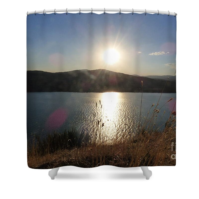 Lake Roosevelt Shower Curtain featuring the photograph Lake Roosevelt Sun by Charles Robinson