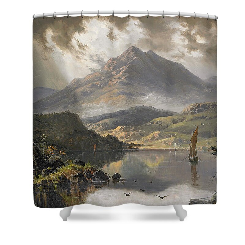 Haughton Forrest Shower Curtain featuring the painting Lake Scene by Haughton Forrest