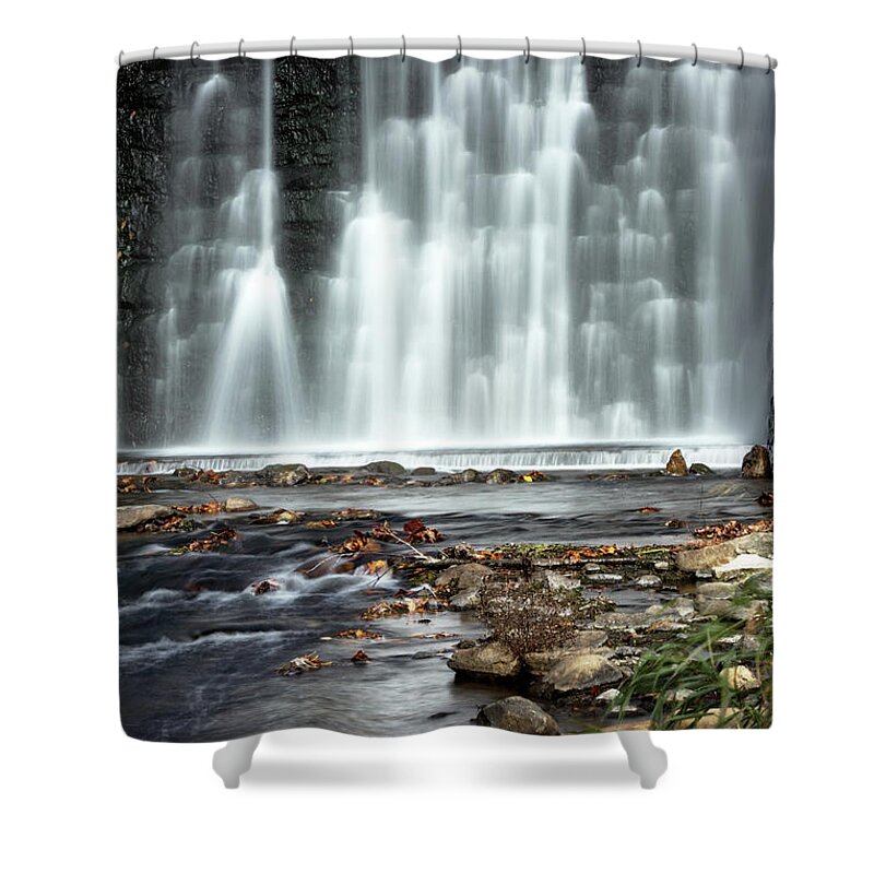 Landscape Shower Curtain featuring the photograph Lake Solitude Dam by Nicki McManus