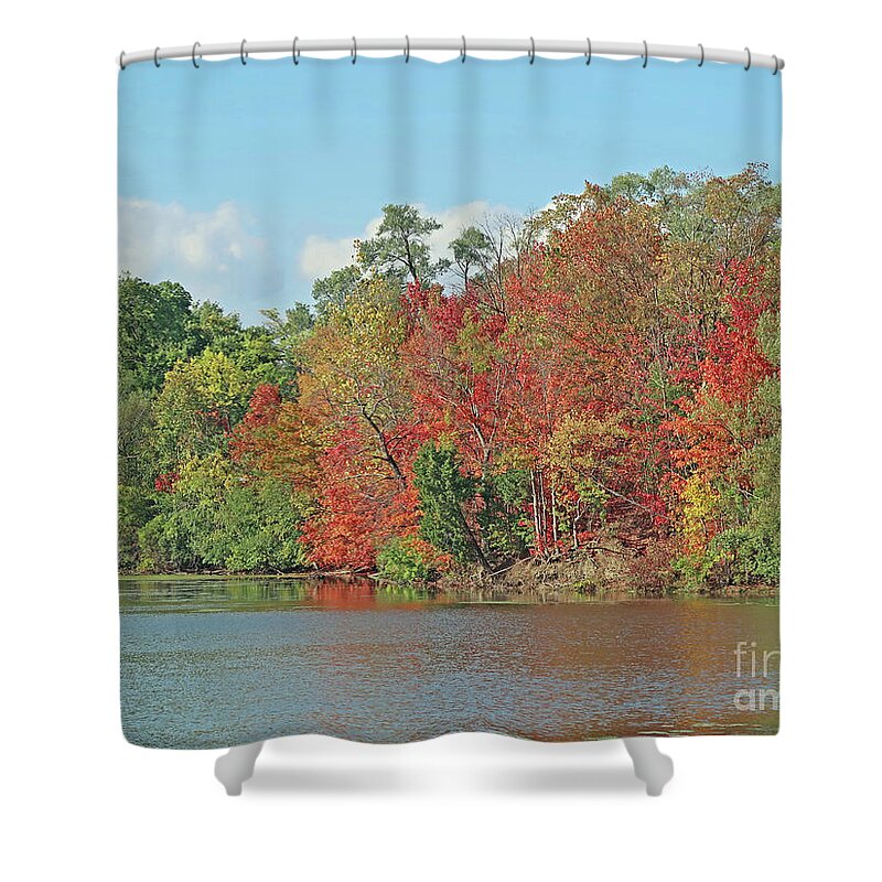 Autumn Shower Curtain featuring the photograph Lakeside Autumn by Ann Horn