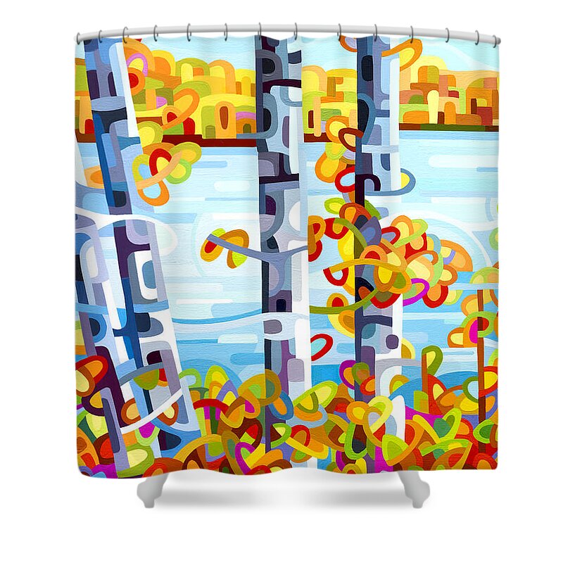 Fine Art Shower Curtain featuring the painting Lakeside by Mandy Budan