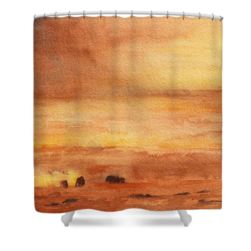 Lamar Shower Curtain featuring the painting Lamar in Amber by Marsha Karle