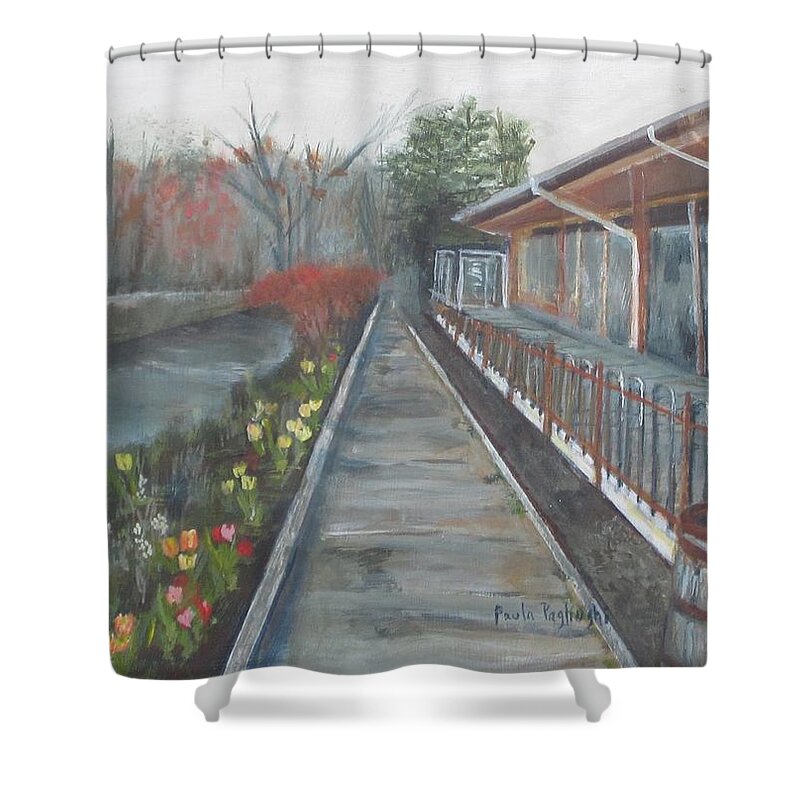 Acrylic Shower Curtain featuring the painting Lambertville RR #1 by Paula Pagliughi
